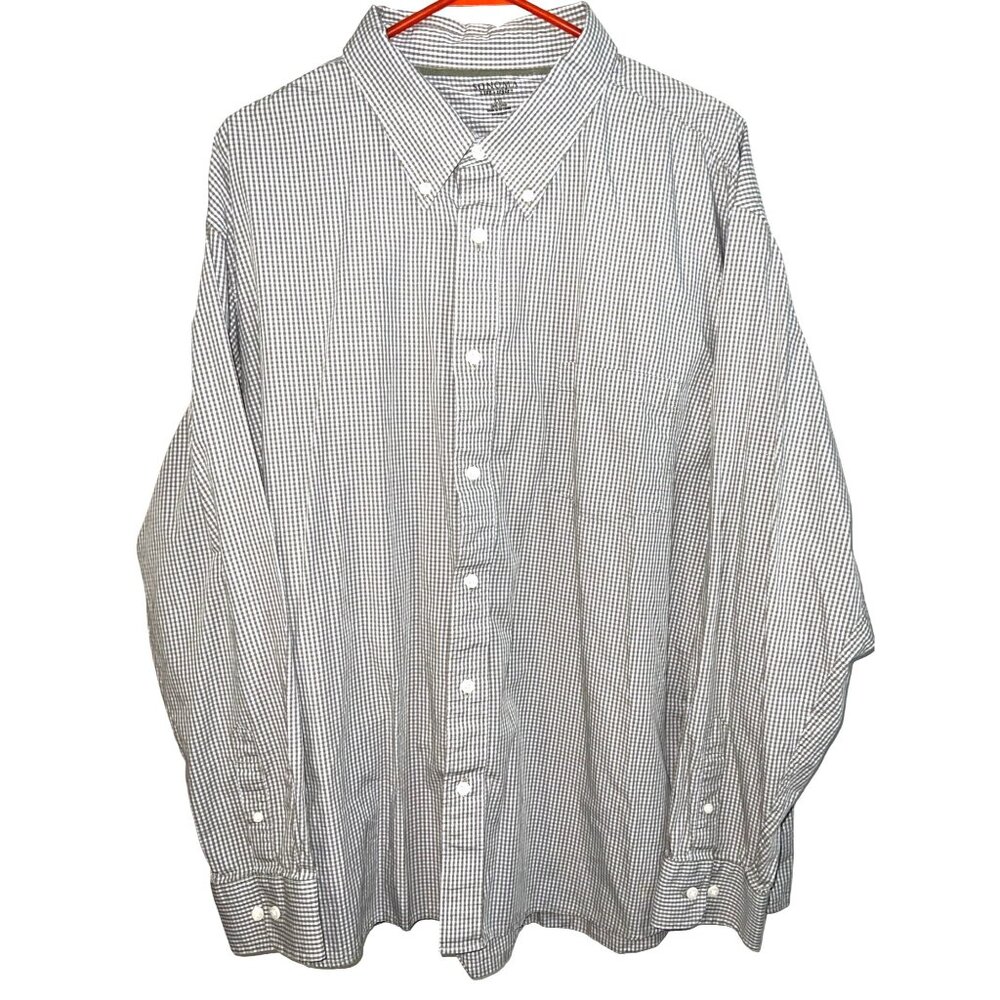 Sonoma Life+Style Mens XXL Button-Up Shirt 100% Cotton Brown White Checkered